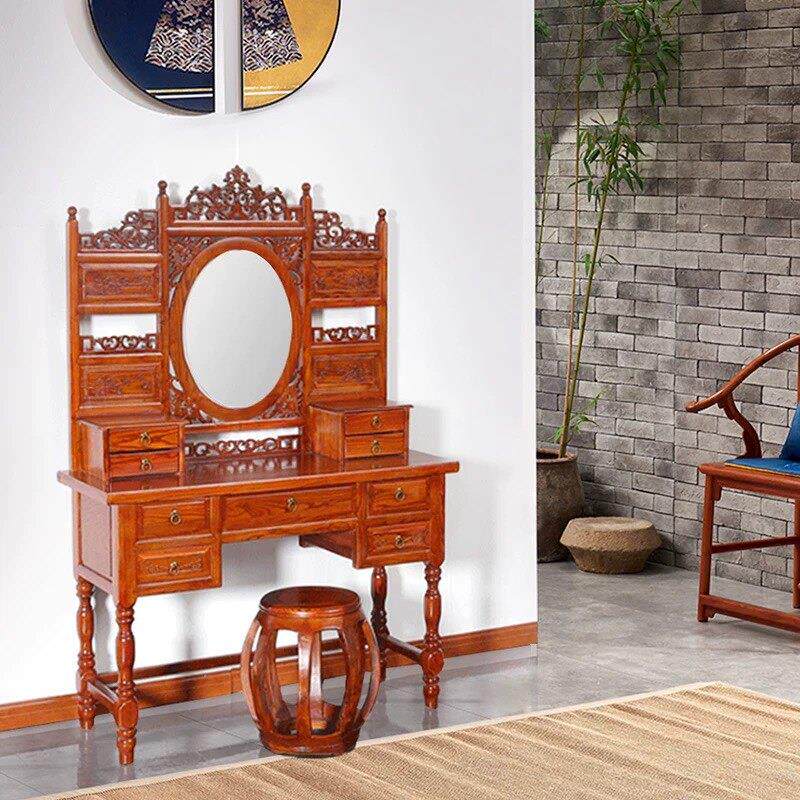中式实木化妆台化妆台榆木彷古