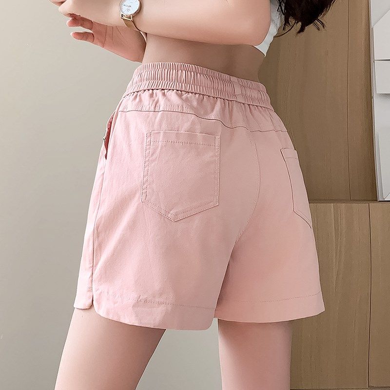 短裤女松紧腰休闲阔腿裤学生夏季薄款小个子显瘦水洗棉牛仔短裤子