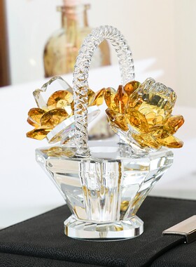 粉紫黄水晶花篮摆件创意客厅家居装饰品教师母亲节生日礼物小礼品