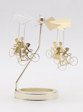 北欧轻奢创意礼品浮雕玻璃香氛走马灯烛台配件热旋转烛台转运风车