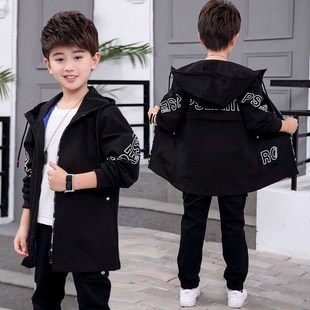 2024新款 夹克中大儿童男孩大衣 风衣外套春秋装 男童加绒加厚中长款
