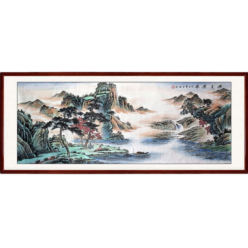 纯手绘仿古山水画横版国画客厅办公室挂画芯卷轴可带框装饰画字画