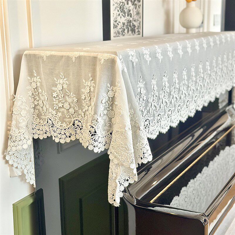 季卡芙生夏如花法式钢琴罩防尘罩蕾丝布艺防尘绣花欧式简约高级感
