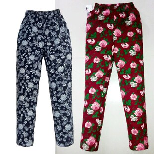 居家修身 冬季 纯棉休闲 妈妈棉花棉服加厚大码 女成人手工大花棉裤