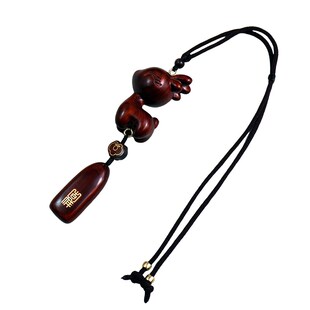 创意紫檀木小鹿汽车挂件后视镜挂饰男女款 一路平安车上内载吉祥 式