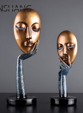 欧式创意抽象艺术人脸面具摆件 客厅家居装饰品摆设 工艺品 礼品