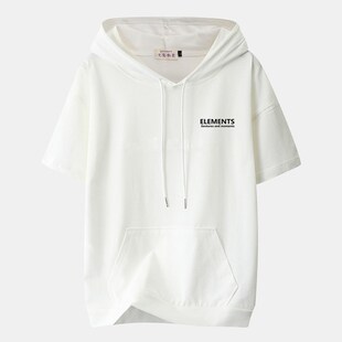 纯棉短袖 2024连帽T恤女大码 卫衣胖mm带帽宽松上衣200斤潮 新款 夏季