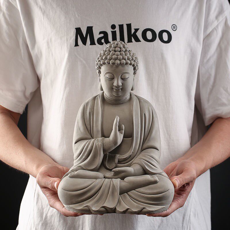 中式水泥佛像佛头流水摆件盆栽释迦摩尼佛园艺摆设鱼缸造景装饰品