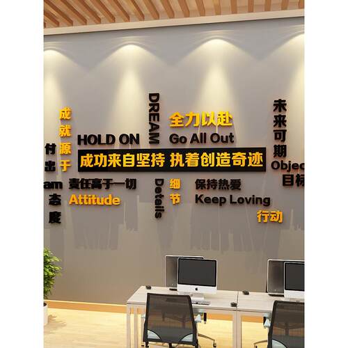 办公室墙面装饰公司企业文化背景氛围布置员工激励志标语贴画会议
