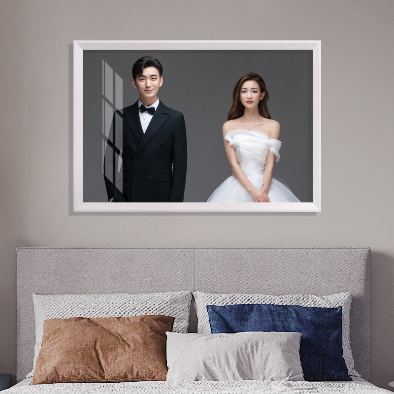 床头婚纱照相框照片制作放大打印加挂墙卧室结婚照挂画全家福定制