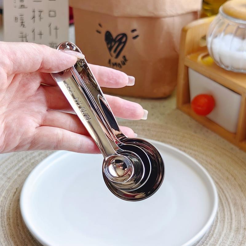 出口304不锈钢量勺克数勺厨房刻度勺子计量量匙烘焙控限盐食品级