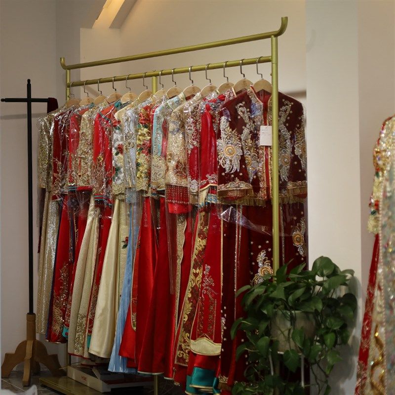 婚纱店中式秀禾展示架明制汉服唐制古装架拖尾礼服婚纱挂衣架简约