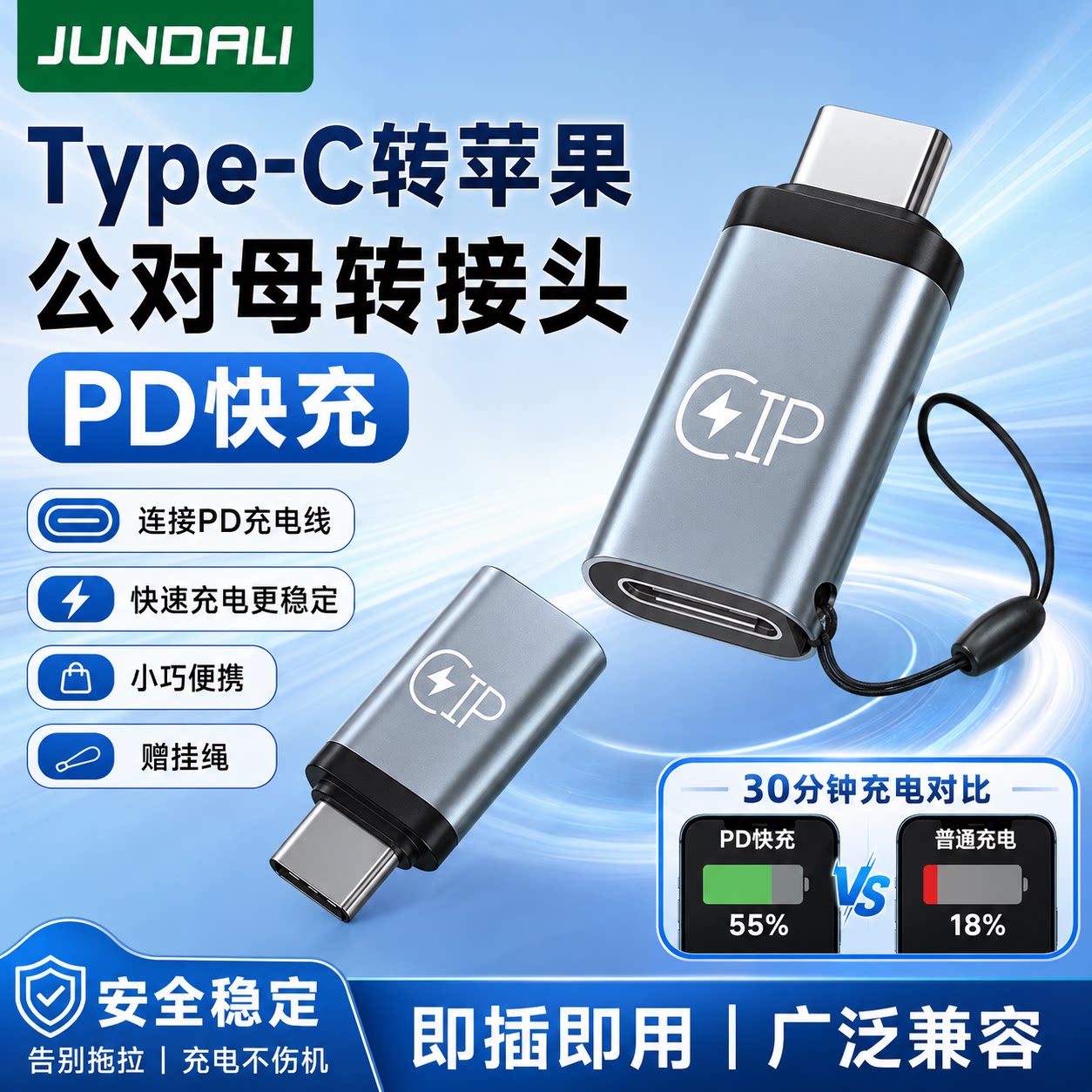 适用于iphone手机数据线苹果PD充电线转换器双typec转接头Lighting母头max小米11华为P40荣耀oppo三星公对母