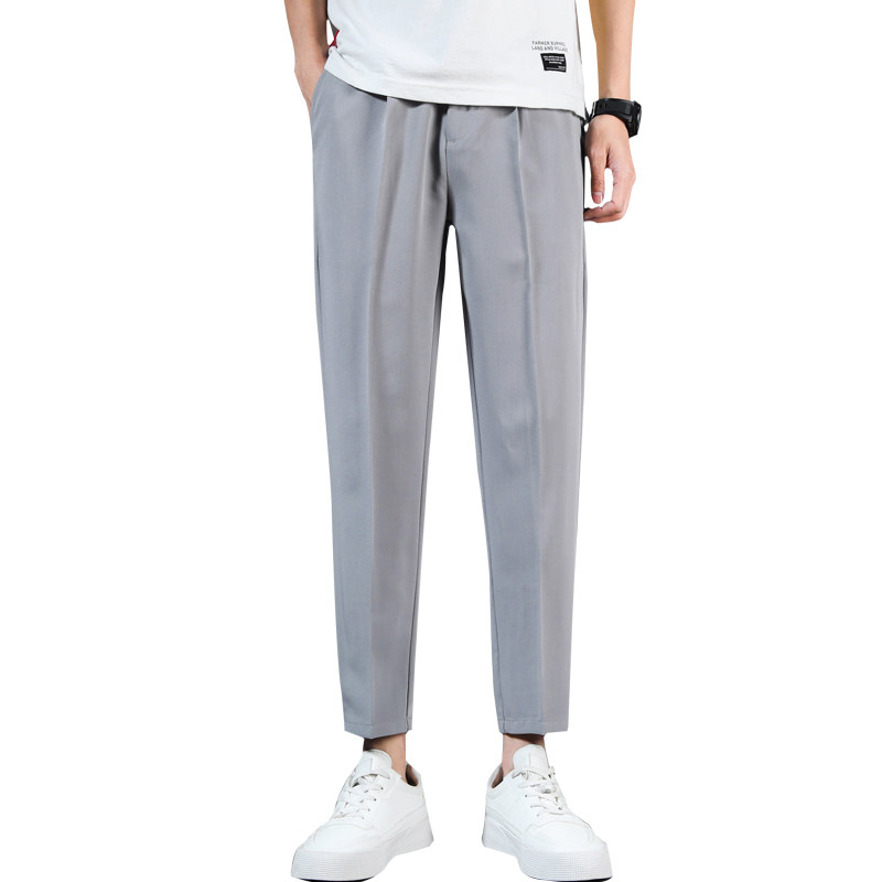 夏季休闲裤垂感男士西裤春夏九分裤商务直筒宽松薄款修身裤子男款