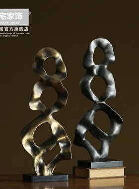 客厅玄关金属雕塑艺术品摆件 酒店大堂办公室样板房软装饰品 石窟