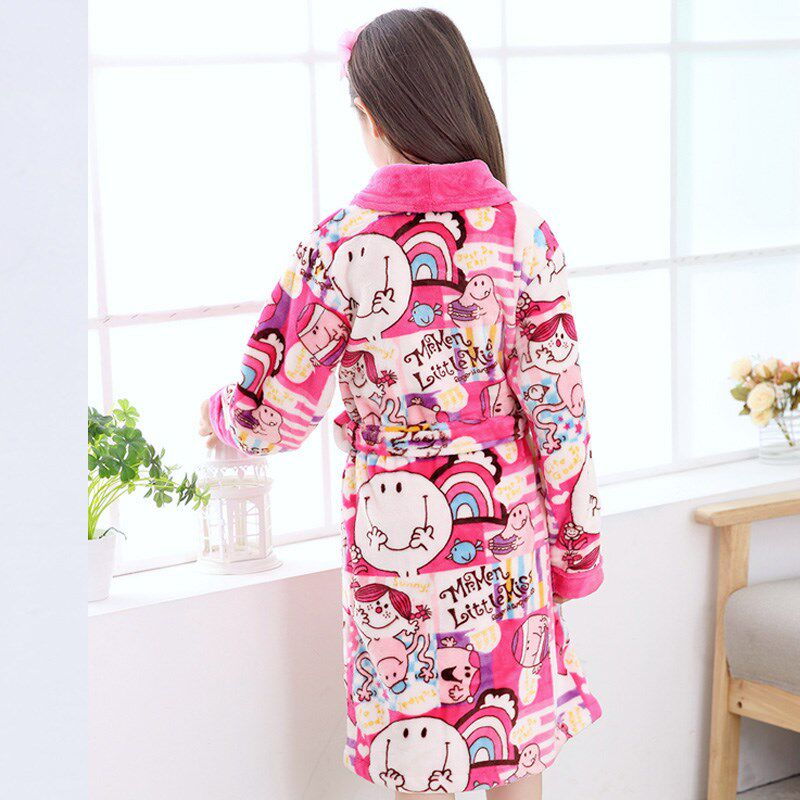 女童儿童秋冬季珊瑚绒睡袍浴袍加厚中大童法兰绒睡衣宝宝母女亲子