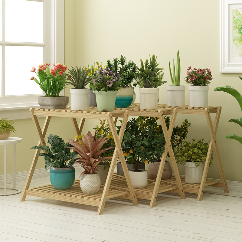 白色花架子置物架阳台多层室内二层落地式客厅实木制欧式绿萝盆架