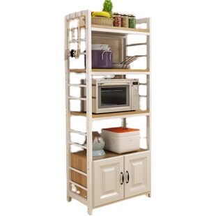 厨房置物架落地多层家用烤箱微波炉带柜门橱柜调料收纳架子储物柜