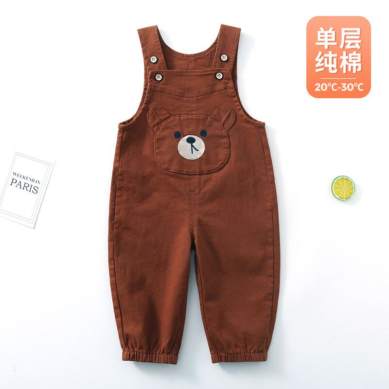 宝宝春秋装背带裤纯棉柔软长裤男童一岁儿童女婴儿背带裤子可开档