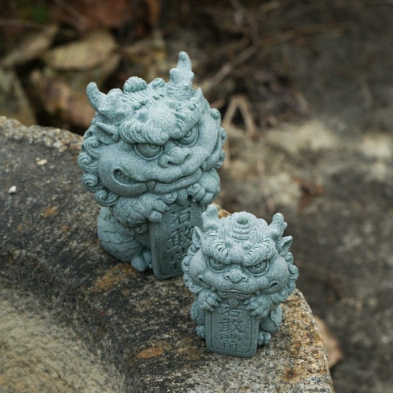 陶怡中式国潮青砂石茶宠石敢当桌面装饰摆饰鱼缸造景创意精品送礼
