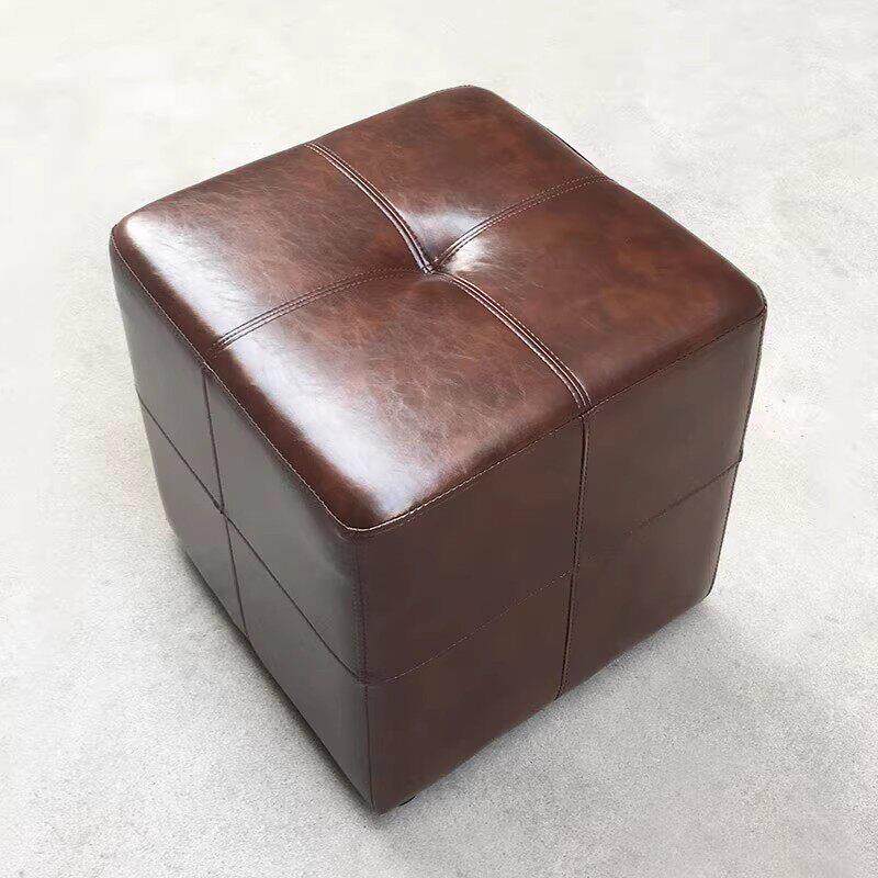真皮沙发凳皮凳子茶几凳牛皮凳皮墩子搁脚凳脚踏凳方凳换鞋凳客厅