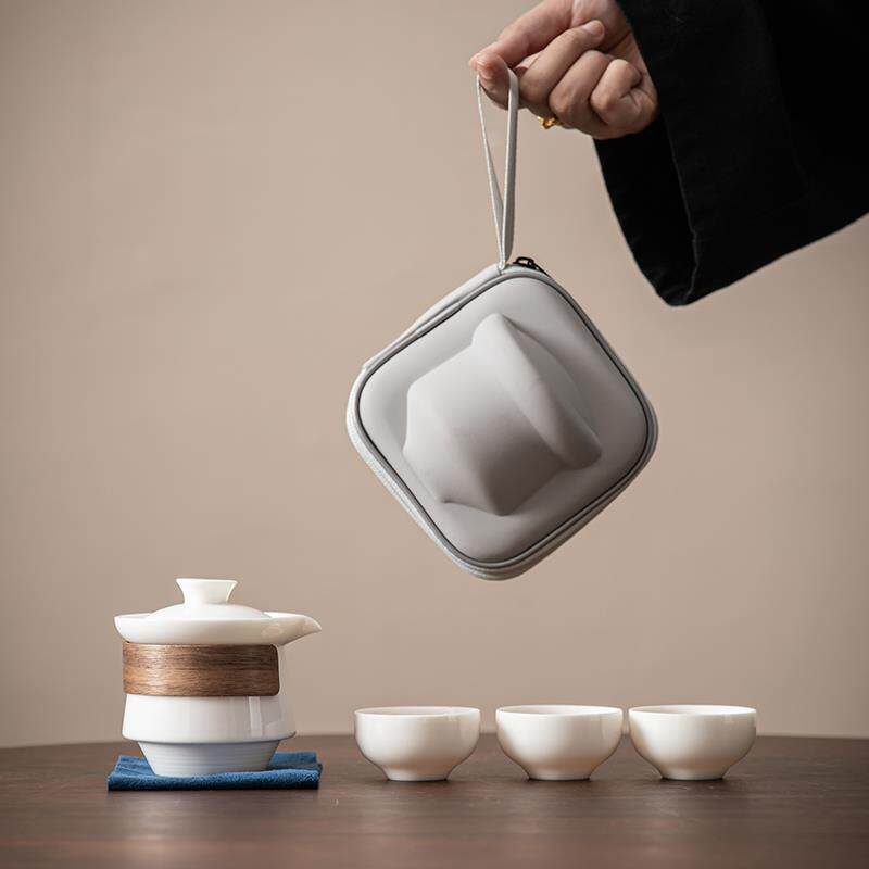 羊脂玉瓷防烫手悬停盖碗茶杯单个大号泡茶碗带过滤高档茶具手抓壶
