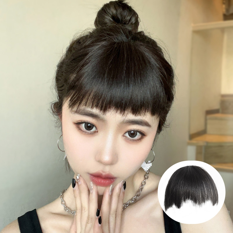 假发刘海女自然前额真发狗啃刘海隐形眉上空气假刘海齐厚刘海发片