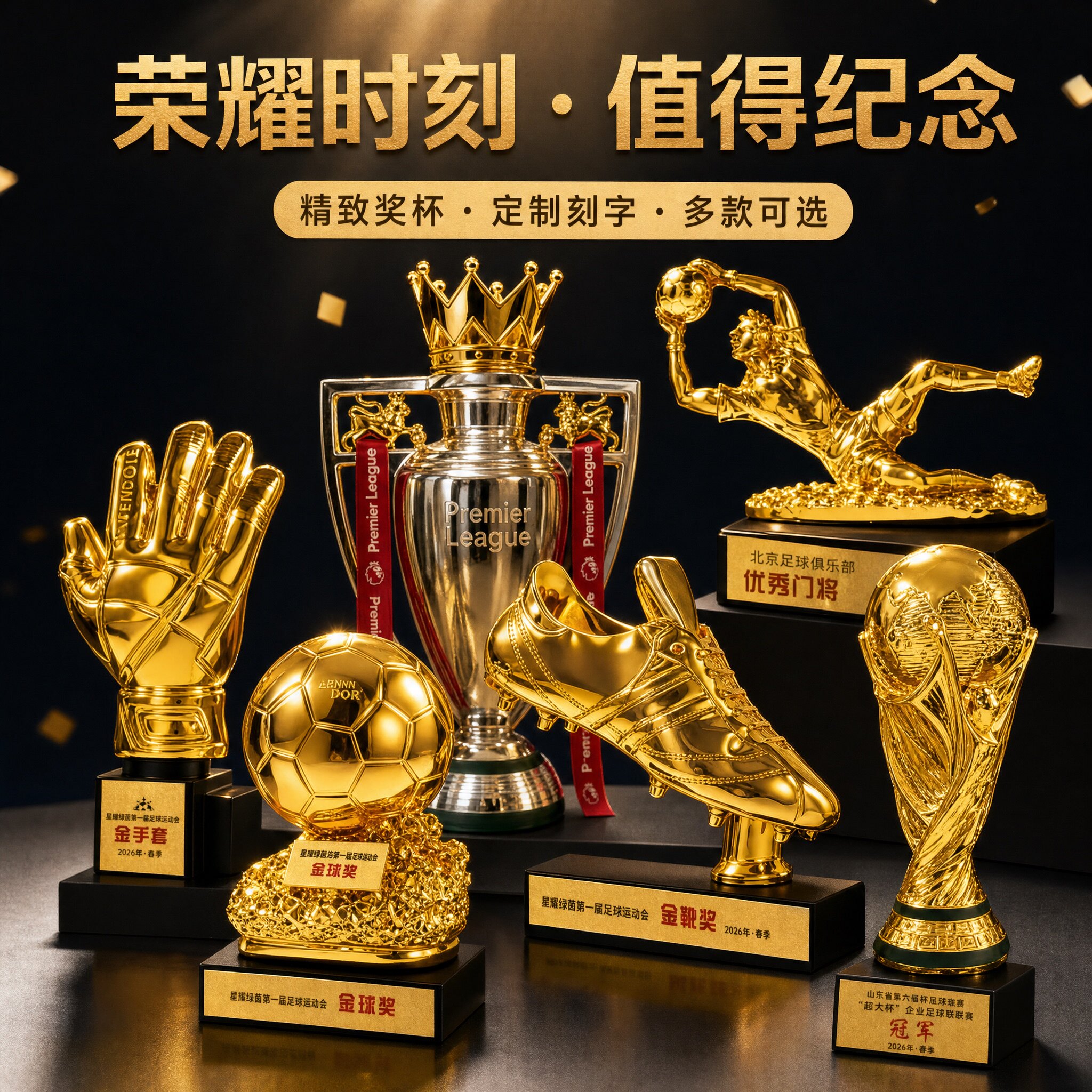 2026年世界杯奖杯大力神杯足球模型3d摆件纪念品1比1周边体育运动会冠军比赛优秀球员射手守门员金靴金球定制