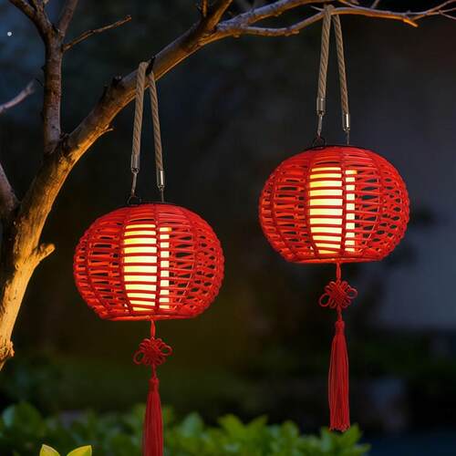太阳能户外庭院红灯笼挂树灯防水中国风新年装饰氛围灯大门口阳台