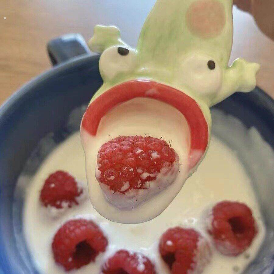网红丑青蛙勺子抖音二沟手工同款创意搞怪釉下彩陶瓷咖啡勺搅拌