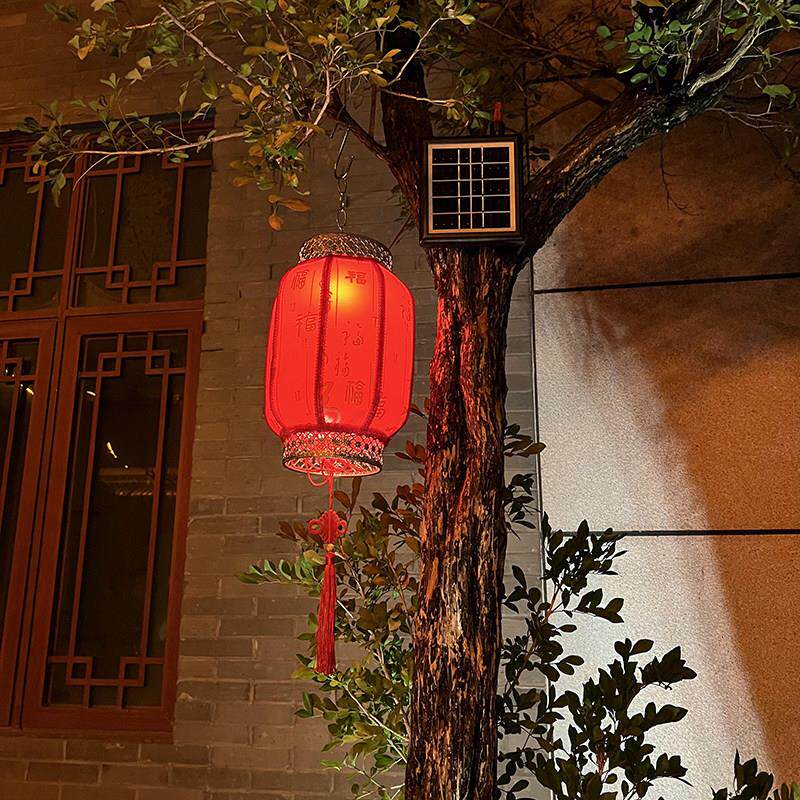 太阳能户外庭院灯大门红灯笼阳台春节挂饰吊灯结婚节日防水装饰灯