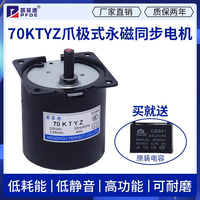 70KTYZ爪极式永磁同步电机40W微型低速马达交流减速电动机220V