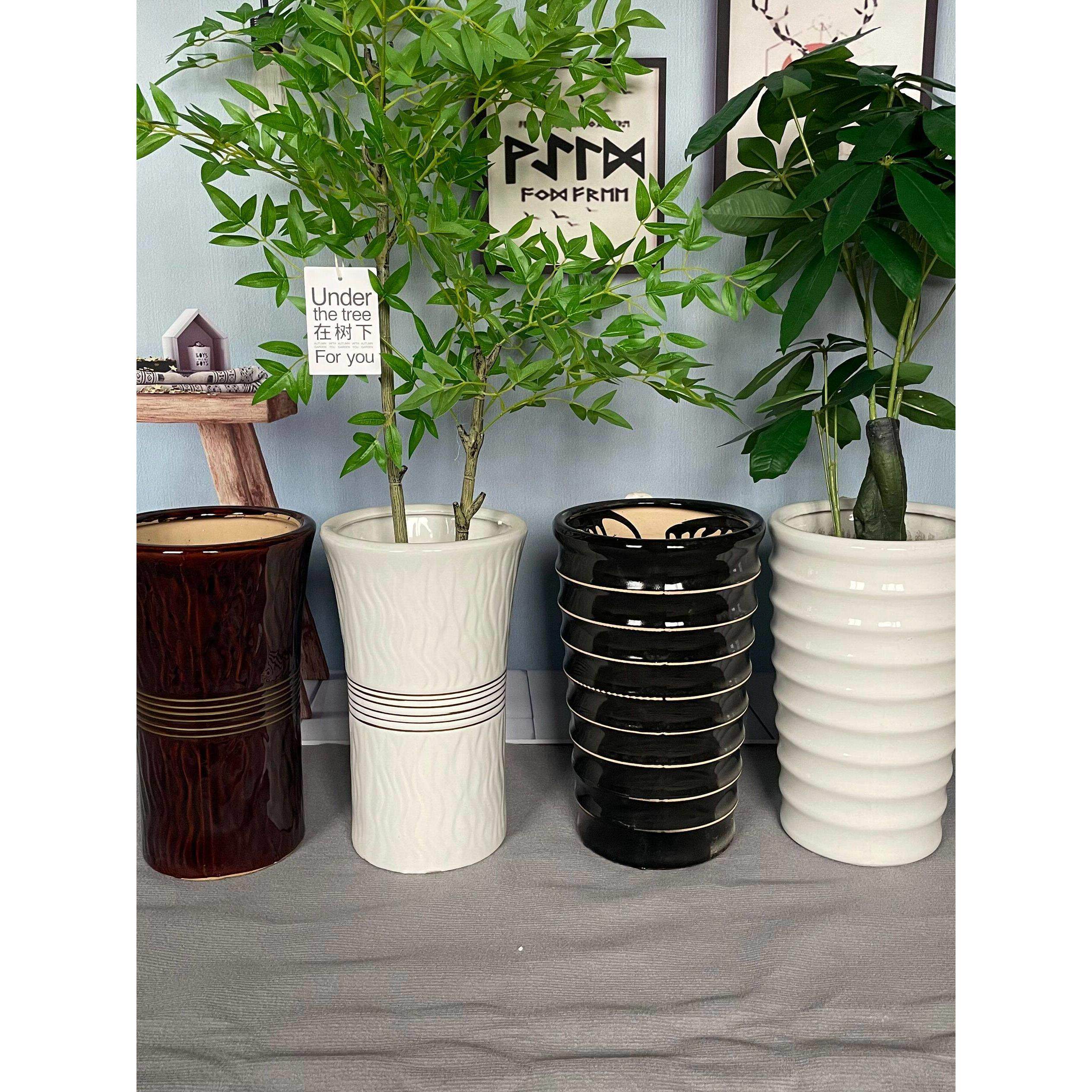 陶瓷花盆大型特大型特大型特惠价格家用简易高盆带托盘虎兰松尾向