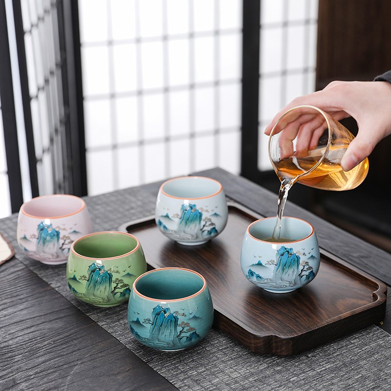 茶杯特价茶具茶盏主人杯单杯陶瓷茶碗陶瓷品茗杯主人杯家用礼盒装