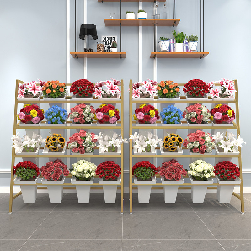 醒花桶花店花架展示架多层梯形铁艺鲜花桶置物架花卉假花收纳架子