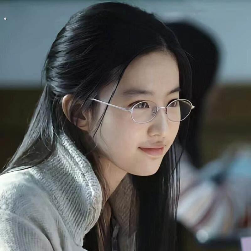 覆古文艺眼镜女近视可配度数刘亦菲同款椭圆小框纯欲素颜平光镜架