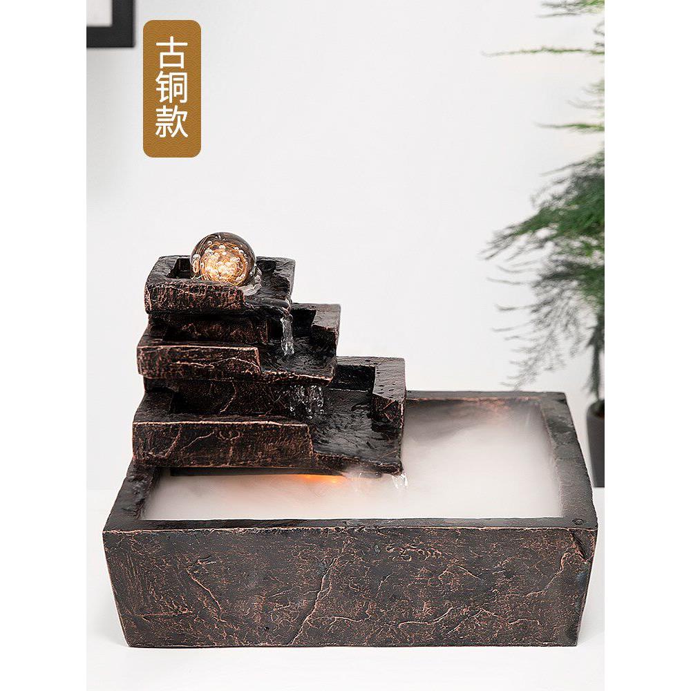 桌面客厅财富装饰假山家居水晶球流水旋转水循环传递小喷泉景观