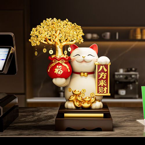 发财树招财猫2026新款摆件轻奢高档开业礼物前台店铺收银台装饰品