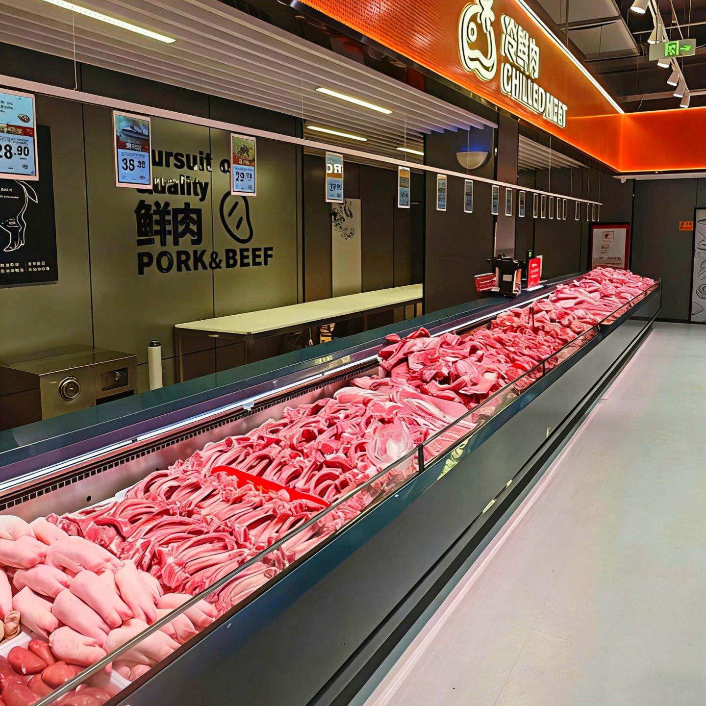 超市鲜肉柜牛羊肉展示柜商用生鲜冷藏柜卧式风冷无霜肉类保鲜冷柜