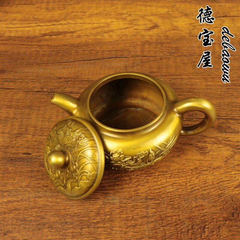 铜壶纯铜百年好合壶复古壶家用摆件泡茶壶工艺品家居摆件创意小号