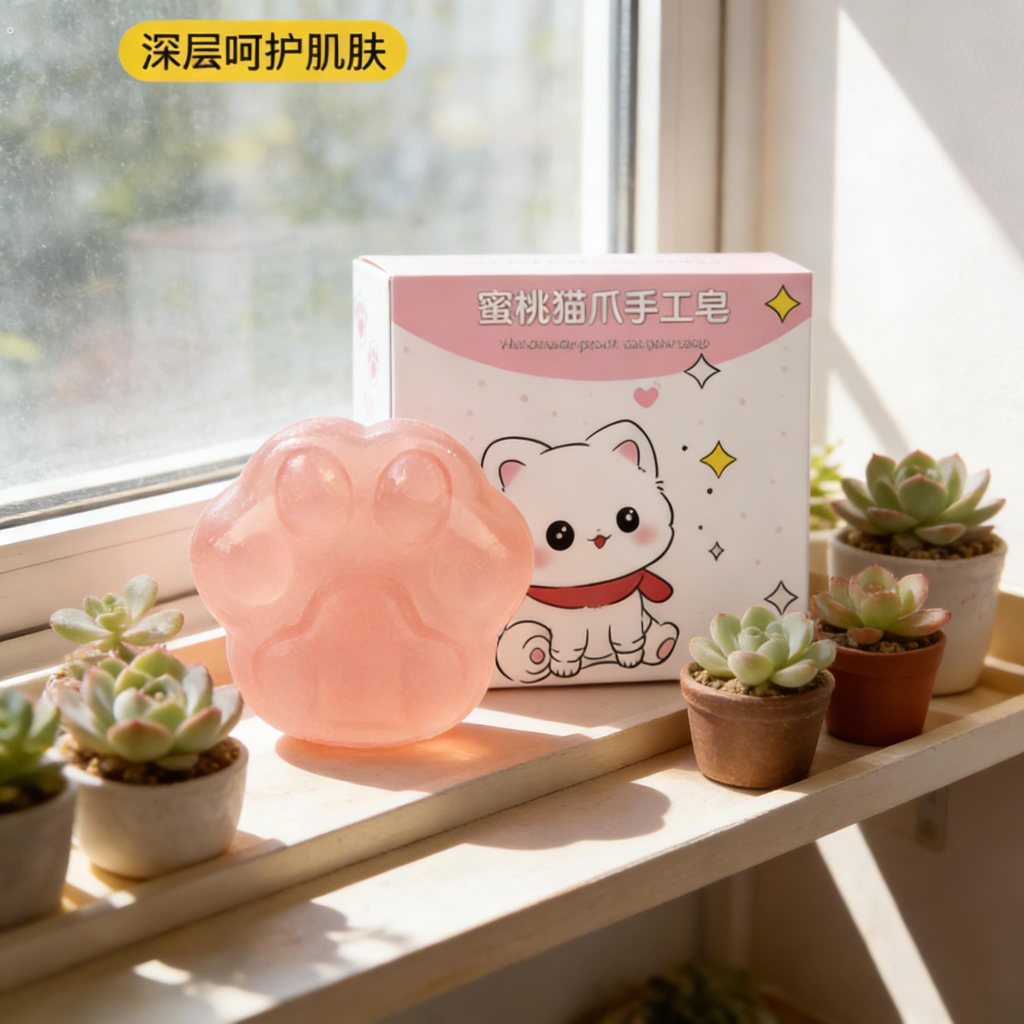 水蜜桃香氛猫爪皂洗脸洗澡润肤伴手礼品猫爪手工精油皂