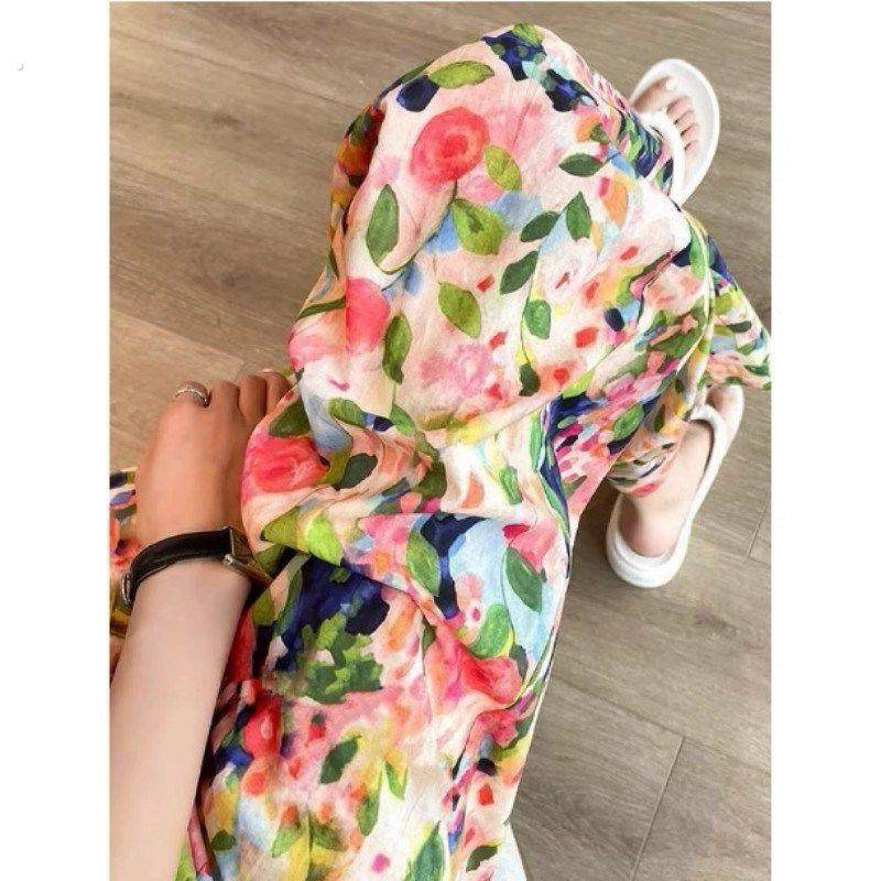 日系棉绸睡裤女士薄款阔腿裤宽松家居裤网红爆款沙滩裤可外穿长裤