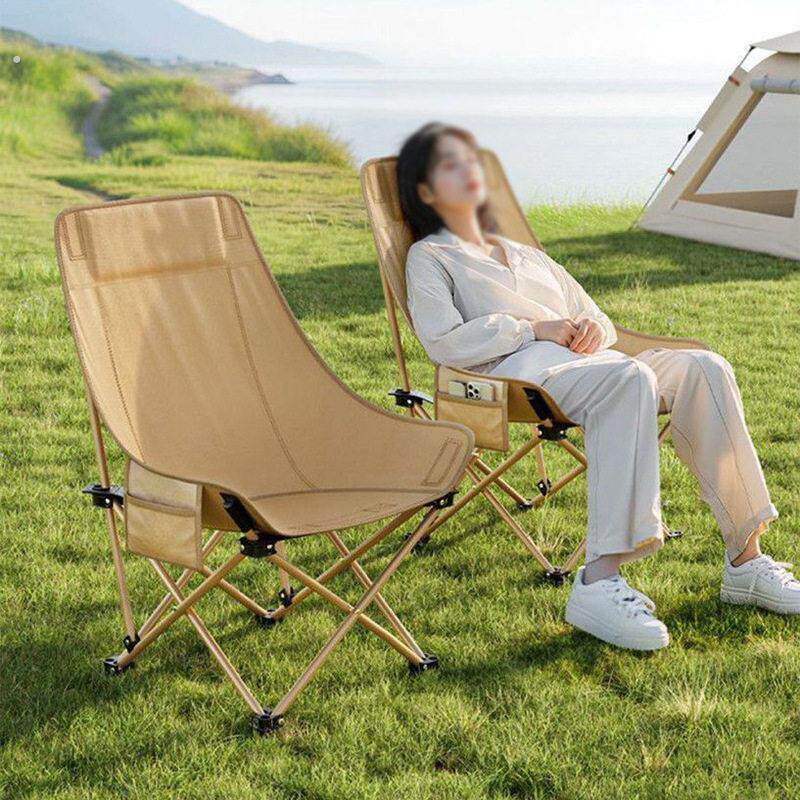 户外折叠椅承重500斤加厚便携式300斤大月亮椅子露营凳子午休躺椅