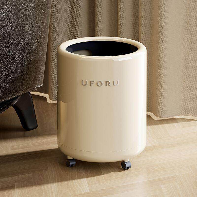 客厅垃圾桶家用2025新款高颜值卧室厨房厕所大容量卫生间带轮纸篓