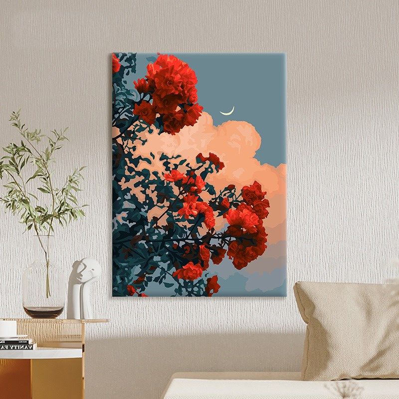数字油画diy填色手工填充丙烯治愈手绘画画客厅装饰月下蔷薇油彩,家居饰品,DIY/数字油画,淘宝优惠券,粉丝福利购,淘宝优惠卷