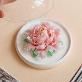 非遗技艺陶瓷手捏牡丹瓷花车载摆件扩香器办公室客厅茶室家居饰品