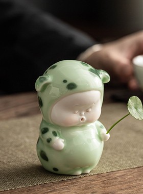 久造创意陶瓷小摆件精品可爱动物小胖虎工艺品家居客厅桌面装饰品