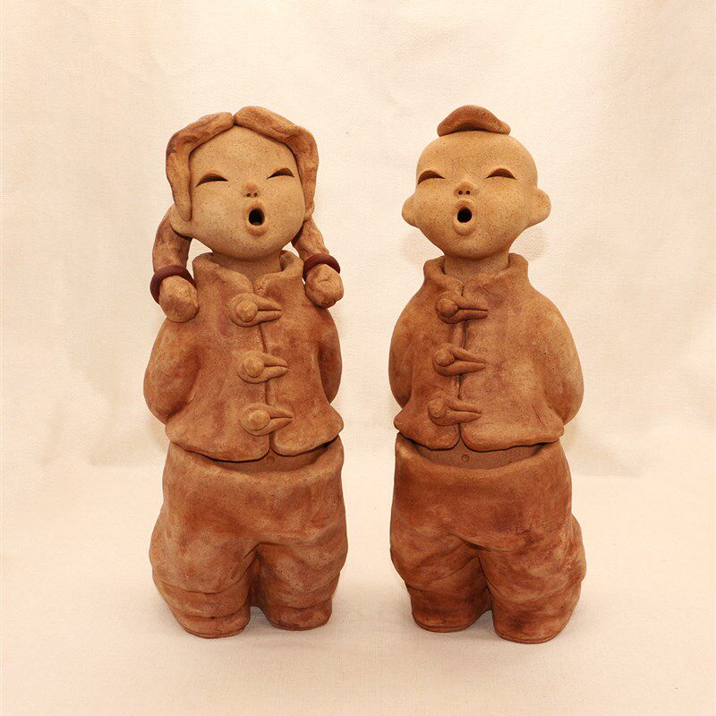 陶瓷工艺品纯手工土陶泥人家居饰品人物摆设粗陶泥人陶土娃娃学童,特色手工艺,泥人/泥塑/面塑,淘宝优惠券,粉丝福利购,淘宝优惠卷