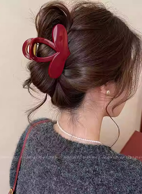 法国Last Kiss红色发夹边夹侧边后脑勺夹子发饰马年新年中式头饰