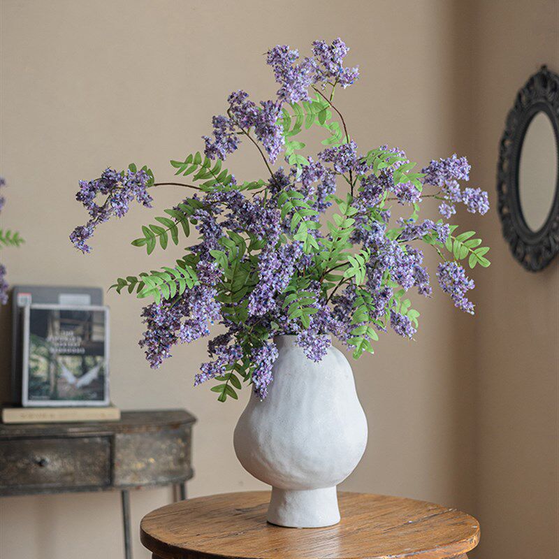 槐蕊仿真花假花摆设高级逼真仿生花客厅干花紫色花艺摆件餐桌花